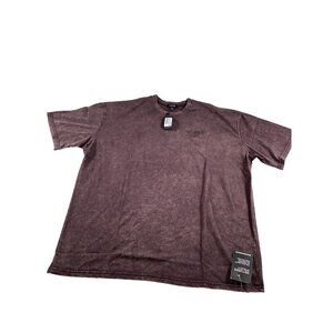 BOOHOO Man Active Training Dept  Wash Graphic Tee Burgundy  Mens Large Athletics